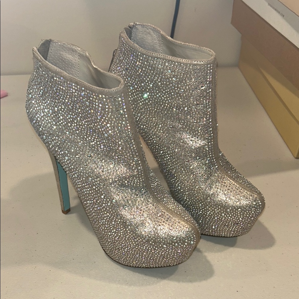 Silver Glitter Ankle Boots